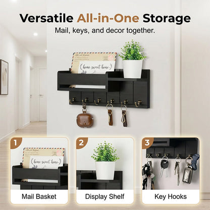📢📢49% OFF !! ⏰Wall-Mounted Mail and Key Holder with Shelf
