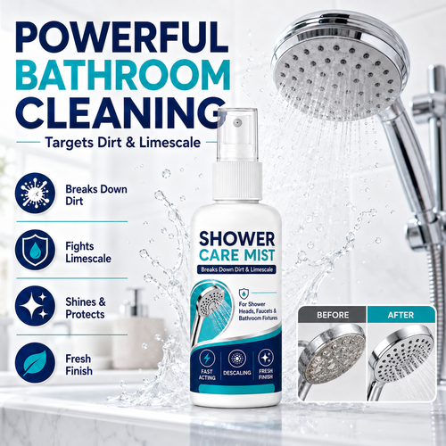 🚿Limited-time Special Price:£7.99!!!✨Fast-Acting Shower Limescale Remover Spray – Dissolves stubborn mineral deposits & hard water stains. Restores water flow & shine – just spray & wipe! 🧼💪