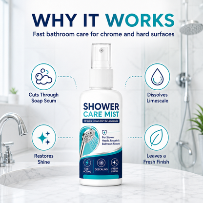 🚿Limited-time Special Price:£7.99!!!✨Fast-Acting Shower Limescale Remover Spray – Dissolves stubborn mineral deposits & hard water stains. Restores water flow & shine – just spray & wipe! 🧼💪