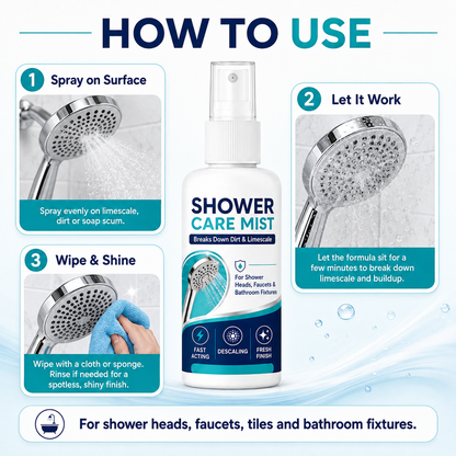 🚿Limited-time Special Price:£7.99!!!✨Fast-Acting Shower Limescale Remover Spray – Dissolves stubborn mineral deposits & hard water stains. Restores water flow & shine – just spray & wipe! 🧼💪