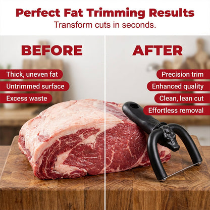 🥳2026 HOT SALE🥳💞50K+ SOLD! 🥩🔪 50% OFF! Handheld Fat Trimmer for Beef & Pork – U-shaped curved holder targets surface fat without wasting lean meat. Stainless steel blade, ergonomic grip – prep like a pro! 🧑‍🍳✨
